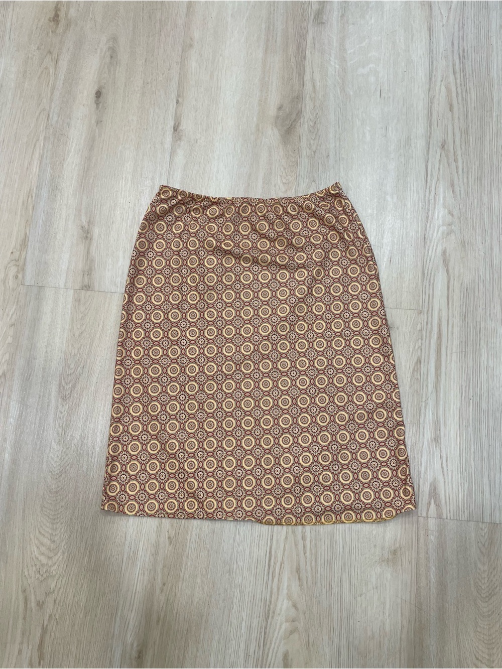 Vintage Esprit mustard print midi skirt Size: S #boho
